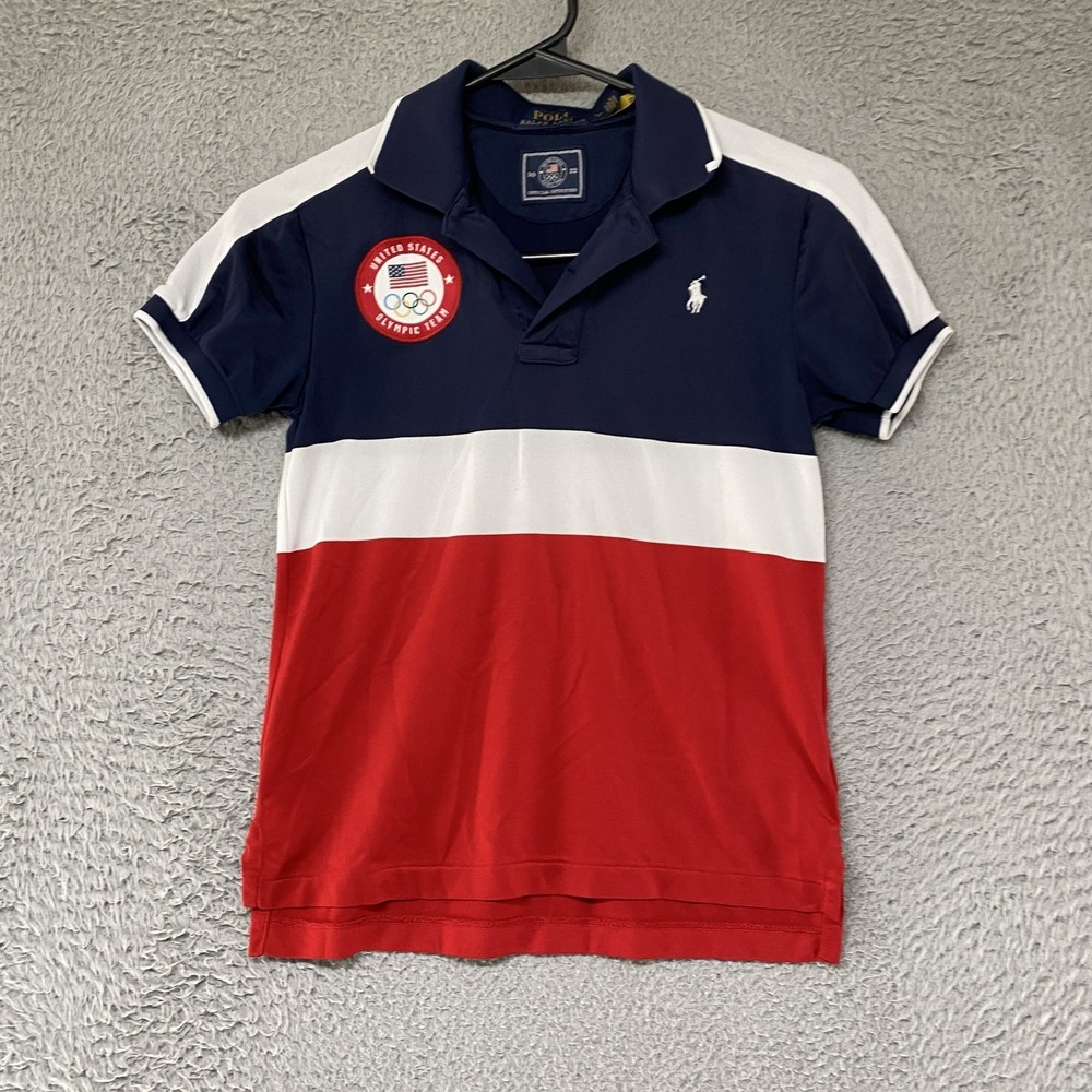 United States Olympic Team Shirt Kids Small Red White Blue Polo Ralph Lauren
